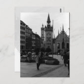 Vintages Deutschland Münchner Kirche Marienplatz Postkarte (Vorne/Hinten)