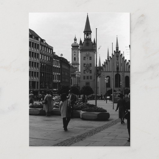 Vintages Deutschland Münchner Kirche Marienplatz Postkarte (Vorderseite)