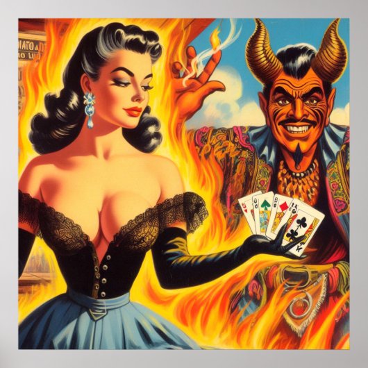 Vintages devilisches Button Poster (Vorne)