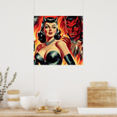 Vintages devilisches Button Poster (Küche)