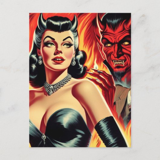 Vintages devilisches Button Postkarte (Vorderseite)