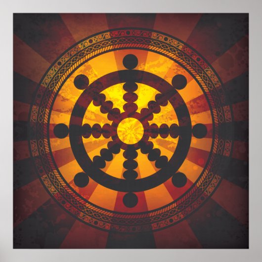 Vintages Dharma Wheel Print Poster (Vorne)