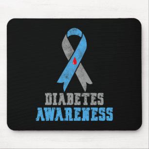Vintages Diabetes-Bewusstsein Blau und Grau Mousepad