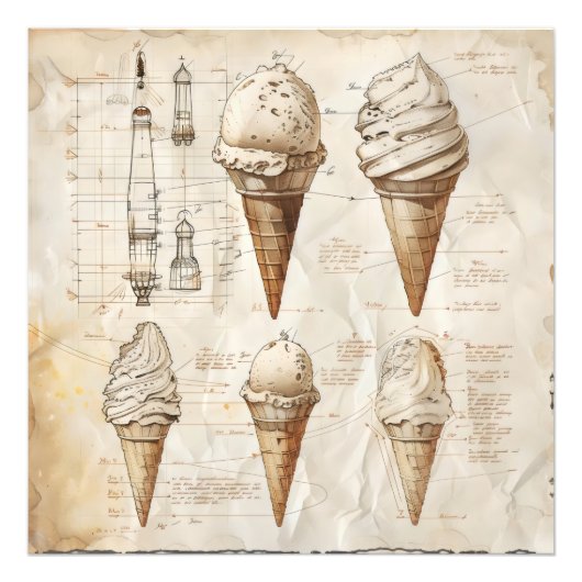 Vintages Diagramm der Eiscreme Fotodruck (Vorne)