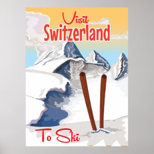 Vintages die Schweiz-Skireiseplakat Poster
