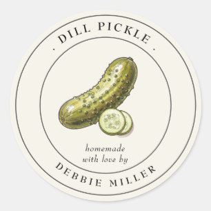 Vintages Dill-Pickle-Konservenjar-Etikett Runder Aufkleber