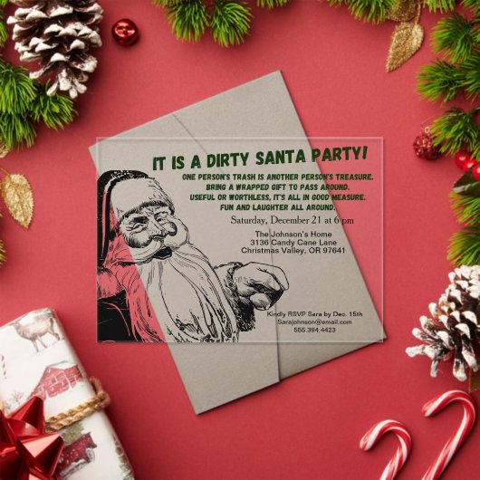 Vintages Dirty Santa Gift Exchange-Party Acryleinladungen (Insitu (Feiertag))
