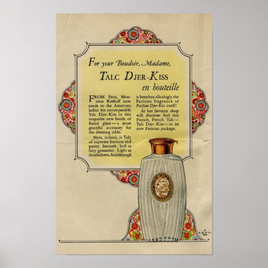 Vintages Djer Kiss Talc Pulver ad 1924 Poster (Vorne)