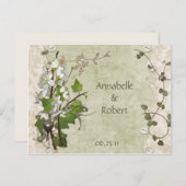 Vintages Dogwood Ivy Blume Save the Date Ankündigungspostkarte (Vorne/Hinten)