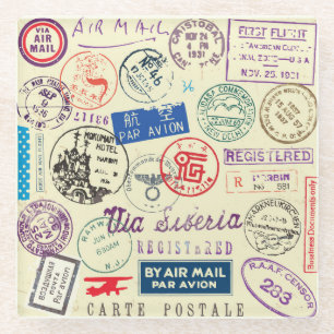 Vintages Dokument: Briefmarke Set Collection Glasuntersetzer