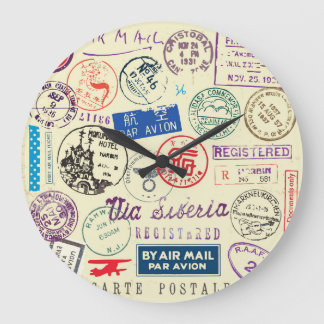 Vintages Dokument: Briefmarke Set Collection Große Wanduhr