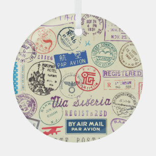 Vintages Dokument: Briefmarke Set Collection Ornament Aus Glas