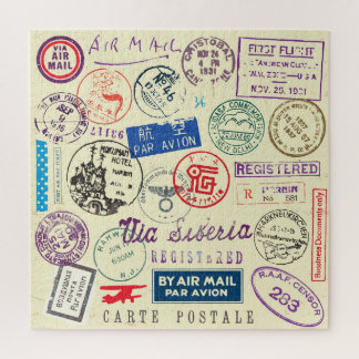 Vintages Dokument: Briefmarke Set Collection Puzzle