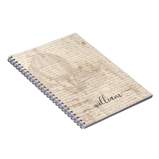 Vintages Dokument-Drehbuch Luftschiff-Monogramm Notizblock (Rechte Seite)