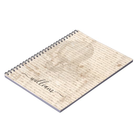 Vintages Dokument-Drehbuch Luftschiff-Monogramm Notizblock (Linke Seite)