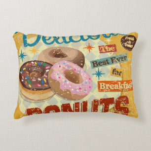 Vintages Donuts Metallschild, Vintag, Schild, Donu Dekokissen