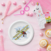 Vintages Doppeldecker-Fliegen Pappteller (Party)