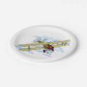 Vintages Doppeldecker-Fliegen Pappteller (Schrägansicht)