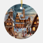 Vintages Dorf am Weihnachtsabend Keramik Ornament (Vorne)
