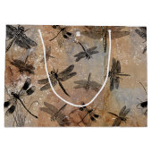 Vintages Drachenfliegengestörtes Entomologie-Muste Große Geschenktüte (Rückseite)