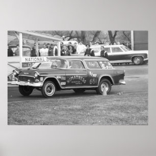 Vintages Drag Racing - Chevy BelAir Nomadness 1955 Poster