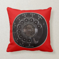 Vintages Drehtelefon-Skala-Kissen (rot)