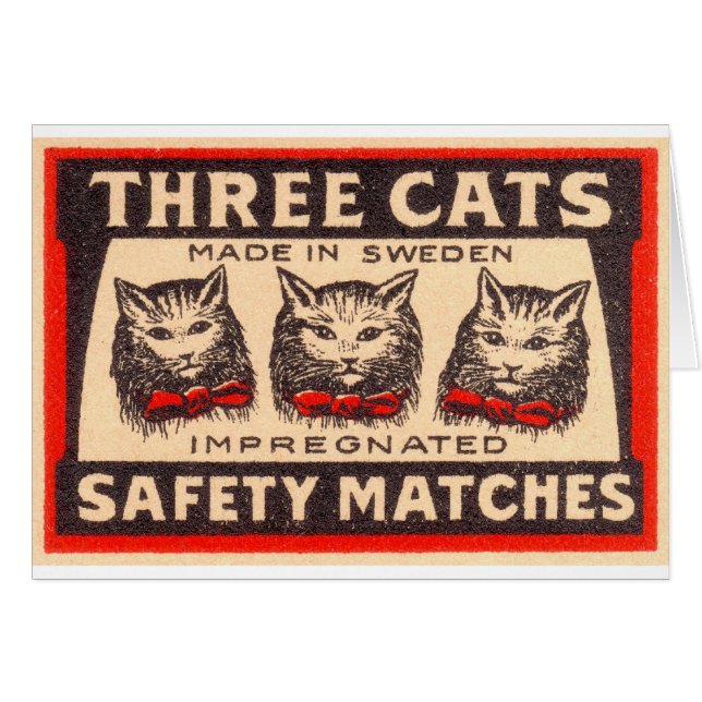 Vintages drei Katzen-Sicherheits-Match (Vorderseite (Horizontal))