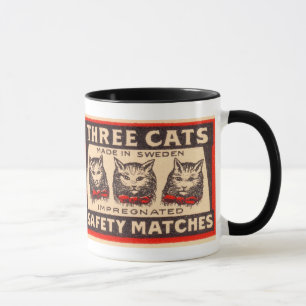 Vintages drei Katzen-Sicherheits-Match Tasse