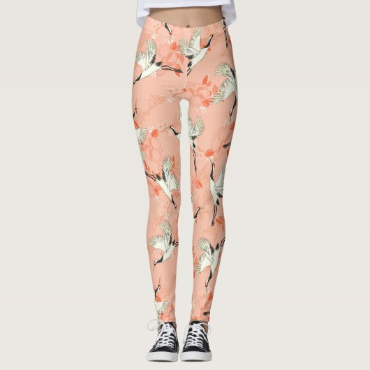 Vintages Drucken von Pink- Schriftzeichen Leggings (Vorderseite)