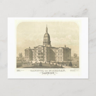 Vintages Drucken von Staat Hauptstadt in Lansing, Postkarte