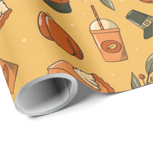 Vintages Druckmuster Erntedank Packpapier (Rolleneckpunkt)