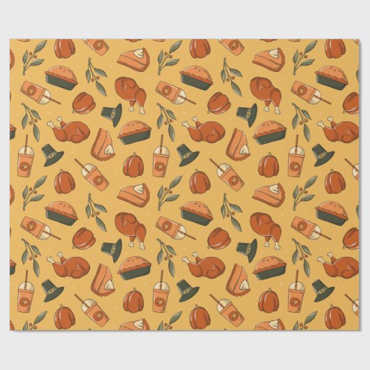 Vintages Druckmuster Erntedank Packpapier (Flach)