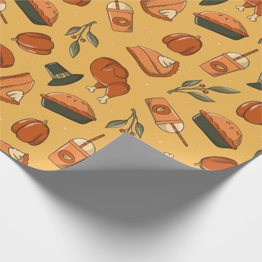 Vintages Druckmuster Erntedank Packpapier (Ecke)