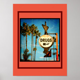 Vintages Drug Store Signieren mit Palmen Poster