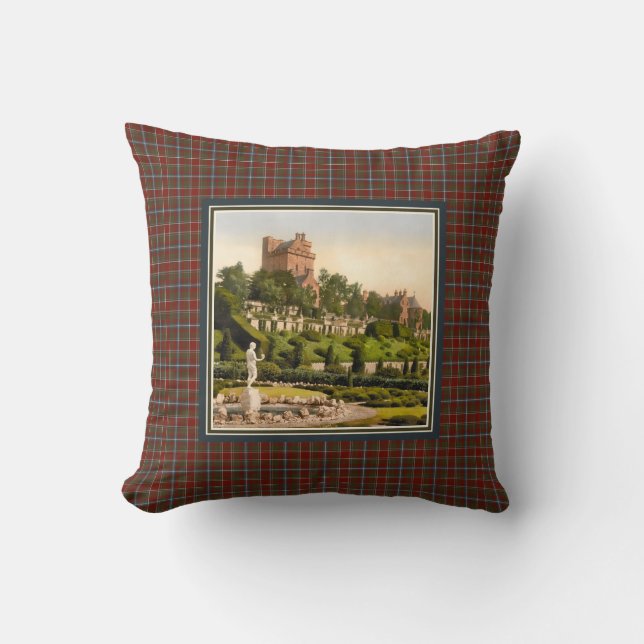 Vintages Drummond Burg Tartan Kissen (Vorderseite)