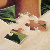 Vintages Dschungelmädchen-Button auf Puzzle (Seite)