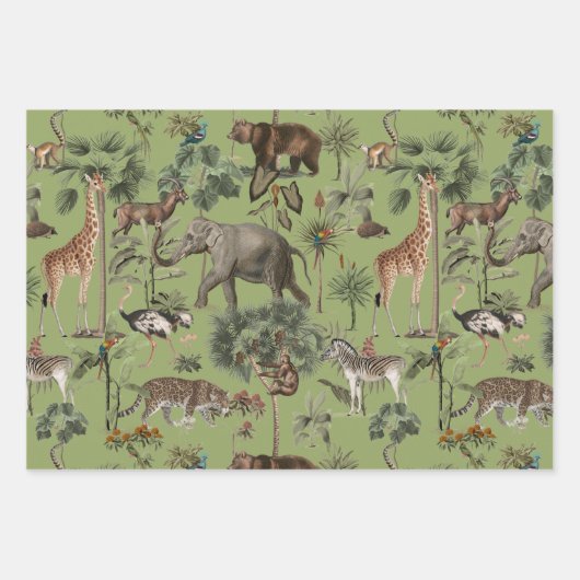 Vintages Dschungeltheater Geschenkpapier Set (Vorderseite)