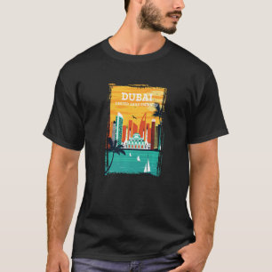 Vintages Dubai City Skyline mit Wolkenkratzern pro T-Shirt