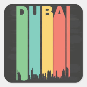 Vintages Dubai Cityscape Quadratischer Aufkleber