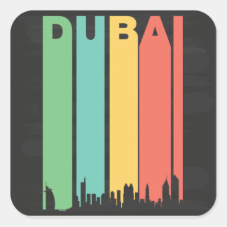 Vintages Dubai Cityscape Quadratischer Aufkleber