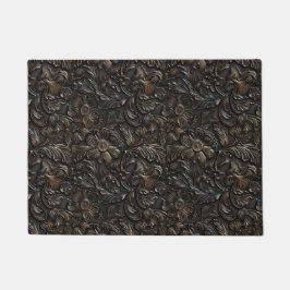 Vintages, dunkelbraunes Glattleder Fußmatte