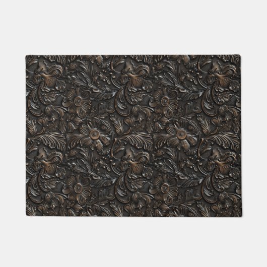 Vintages, dunkelbraunes Glattleder Fußmatte (Vorderseite)