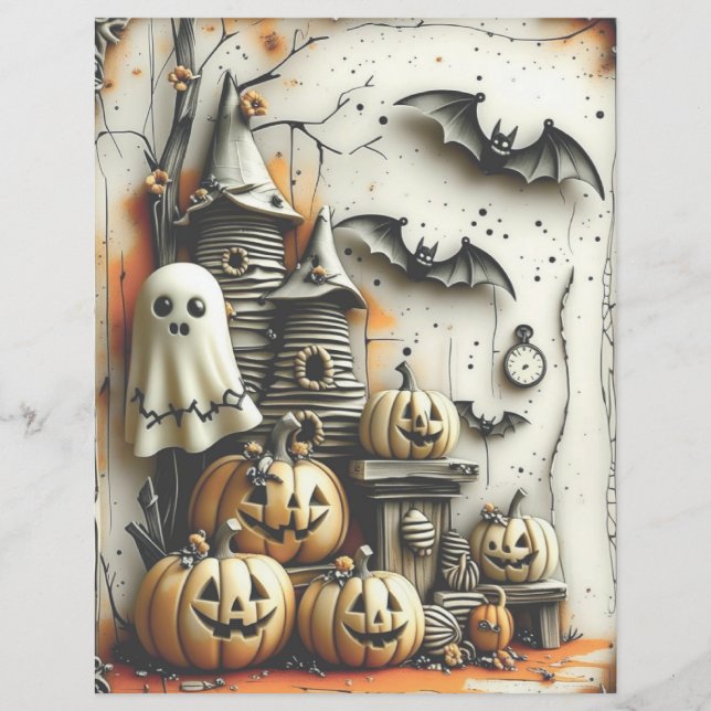 Vintages dunkelgotisches Halloween-Scrapbook (Vorderseite)