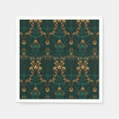 Vintages dunkelgrünes Goldbarock Serviette (Vorderseite)