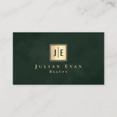 Vintages dunkles Smaragdgrün und Goldluxus Monogra Visitenkarte (Vorderseite)