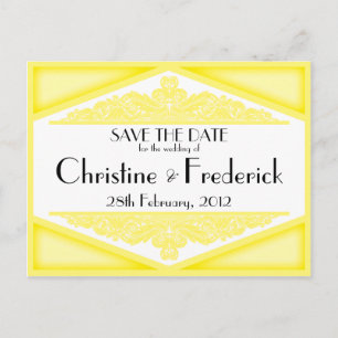 Vintages, duskygelbes, Save the Date Postkarte