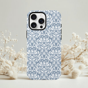 Vintages Dusty-Blau-Weiß-Damaskus-Muster Case-Mate iPhone Hülle