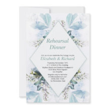 Vintages Dusty Blue Floral Hochzeit Probe Dinner