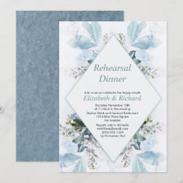 Vintages Dusty Blue Floral Hochzeit Probe Dinner Einladung