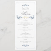 Vintages Dusty Blue Wedding Menu Menükarte (Vorderseite)
